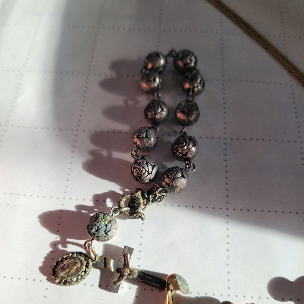 Elegant Silver Rosary Necklace